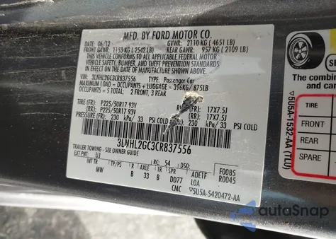 2012 Lincoln Mkz from USA, damaged, VIN 3LNHL2GC3CR837556